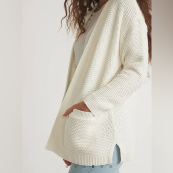 Marine Layer Catalina Open Front Knit Cardigan In Milk Size XS - Picture 3 of 11